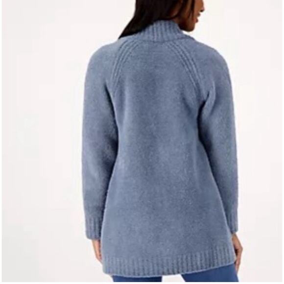 Barefoot Dreams CozyChic Directional Ribbed Cardigan Blue Womens XS Wrap Sweater - Picture 2 of 10